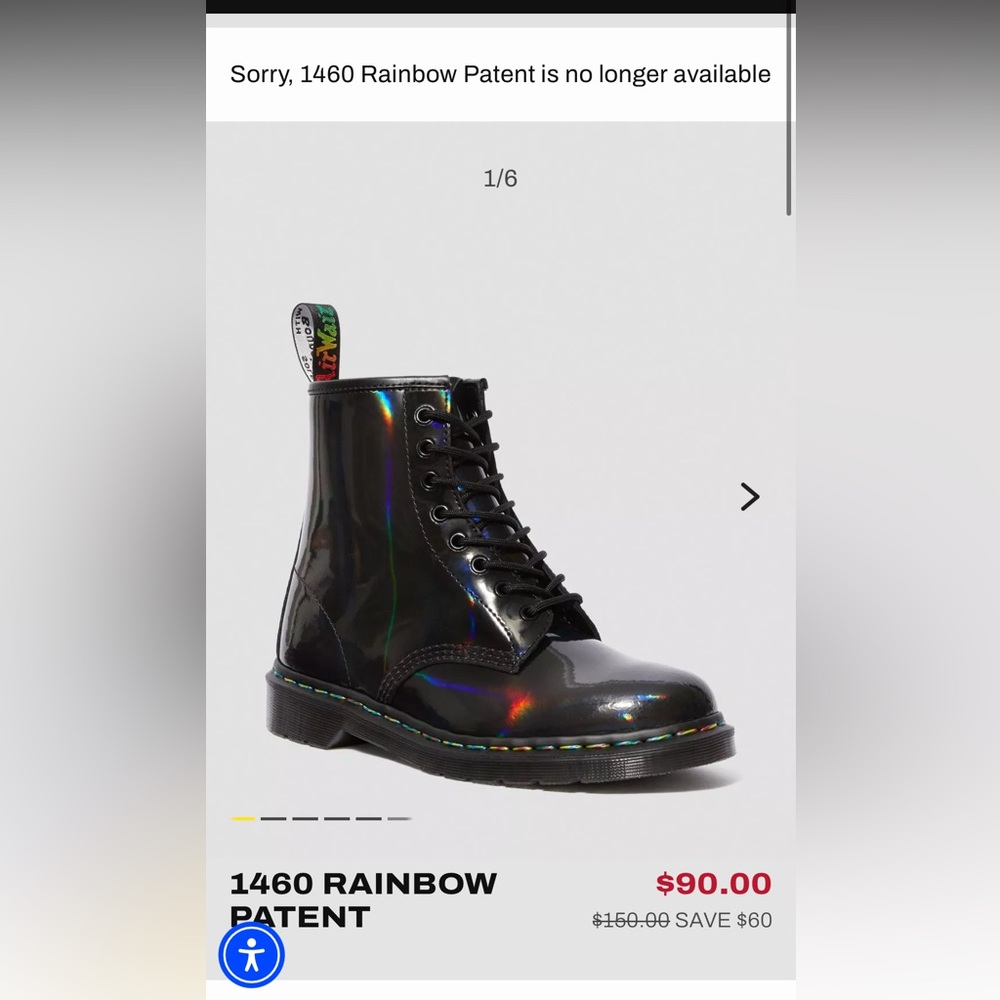 RARE Black 1460 Patent Rainbow Holographic Dr. Marten Boots